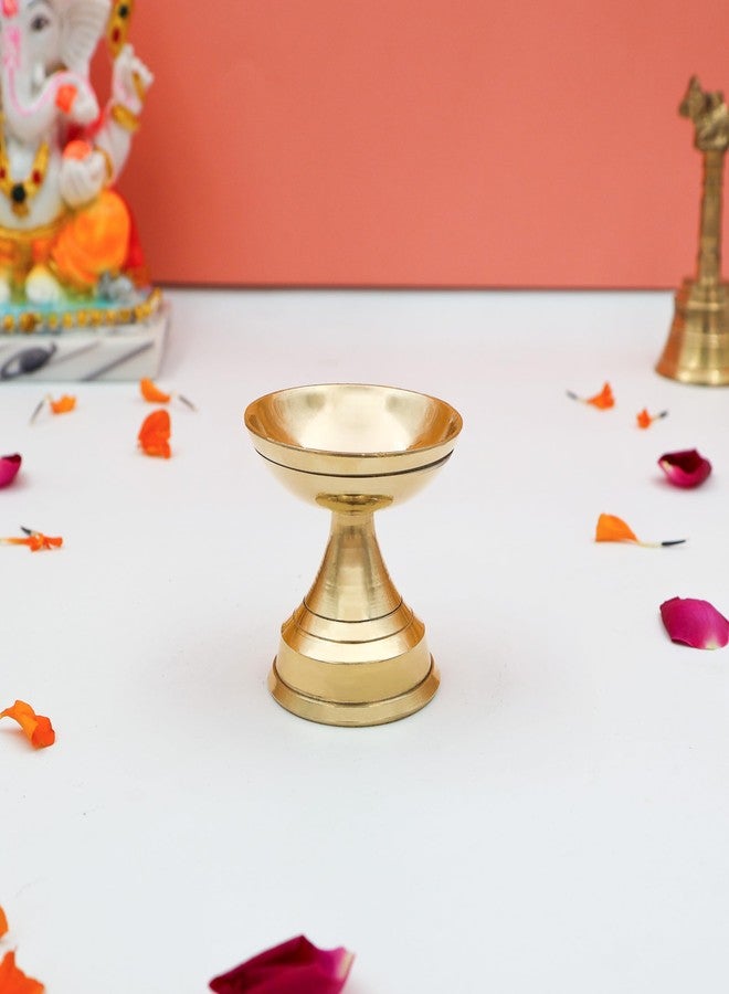DOKCHAN Pure Brass Havy Pyali Diya with Stand/ Oil Lamp use for Pooja and Temple decore/ Home use Pyali Stand Pack of 1 - Image 2